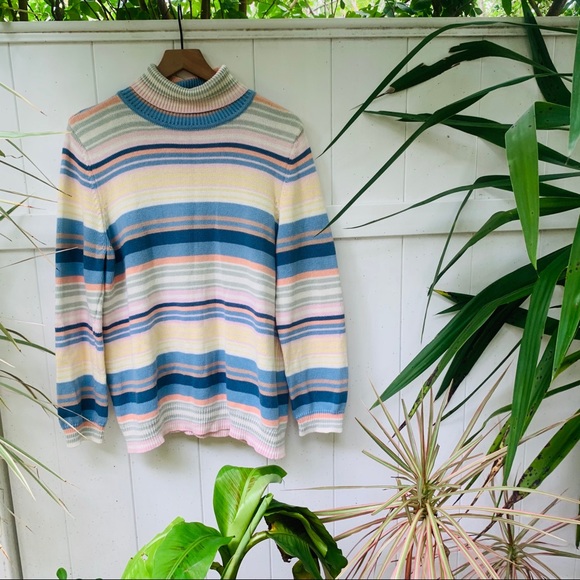 vtg vsco 90s pastel oversized turtleneck pullover - Picture 2 of 5